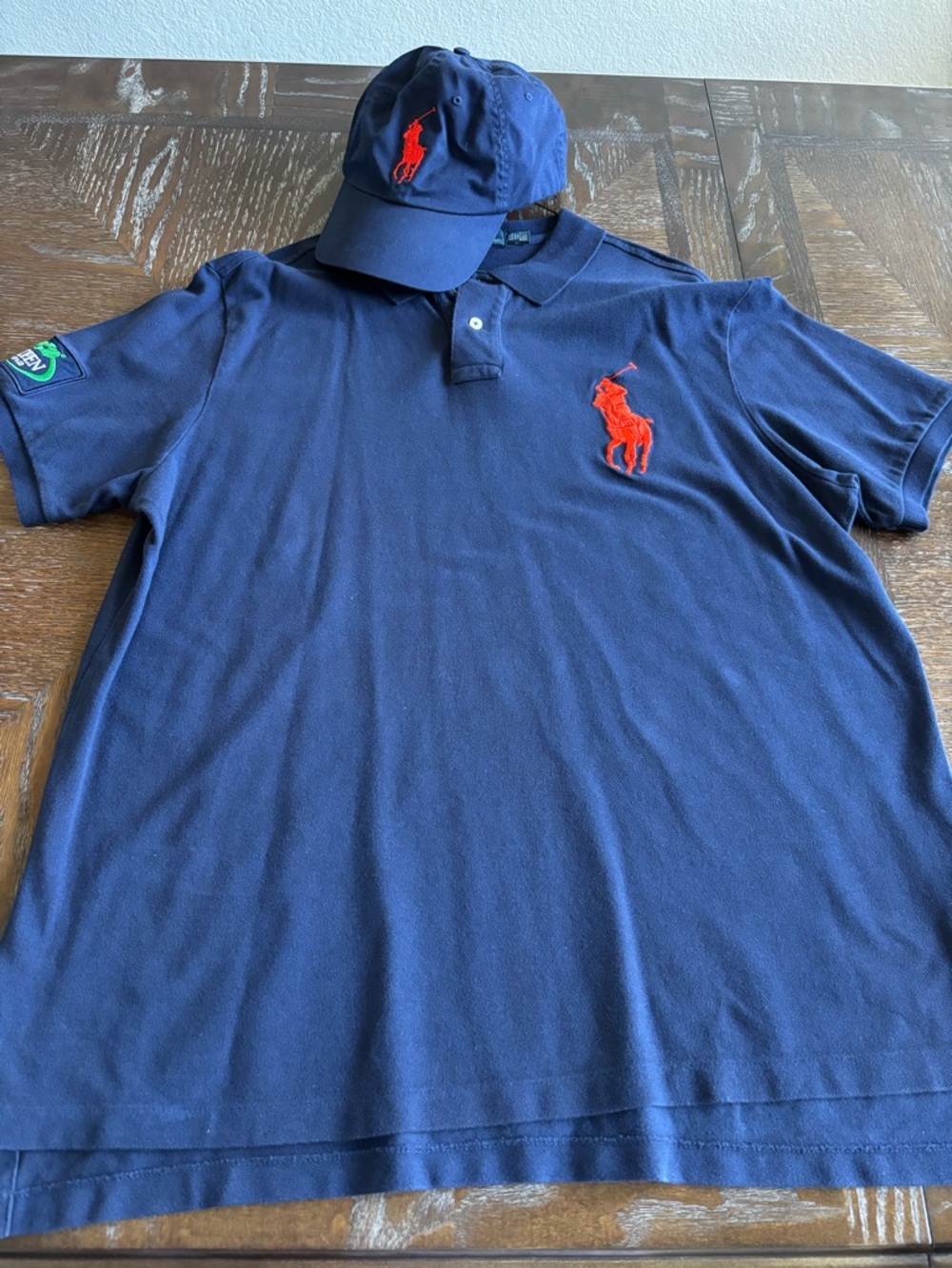 Ralph Lauren Navy Polo and Matching Navy Cap with Red Pony U.S. Open 2012